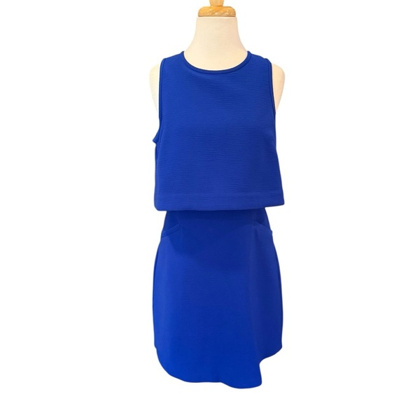 SUNCOO Paris Cyrus Electric Blue Mini Dress Open Back Sleeveless Pockets Size 12 - Picture 3 of 16